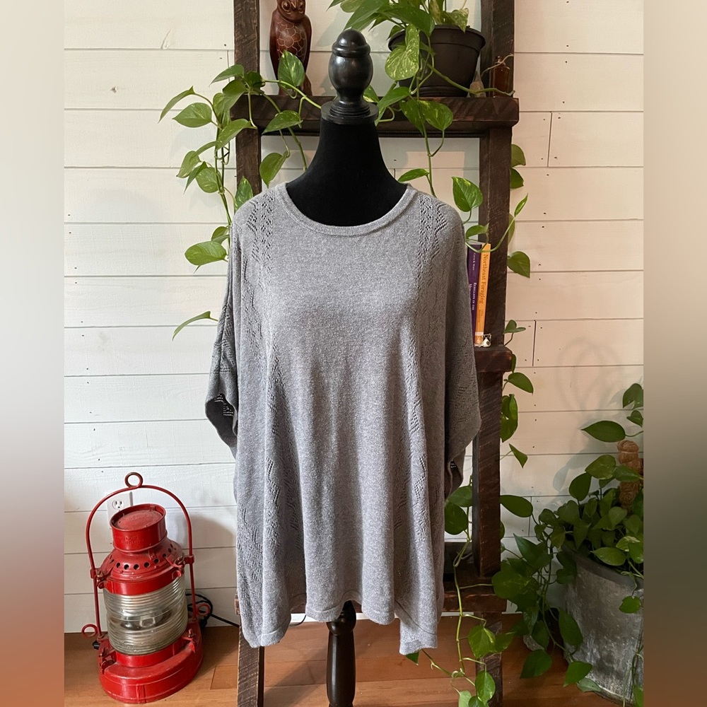 Banana Republic: Oversized Gray Cotton Poncho - 34” pit to pit